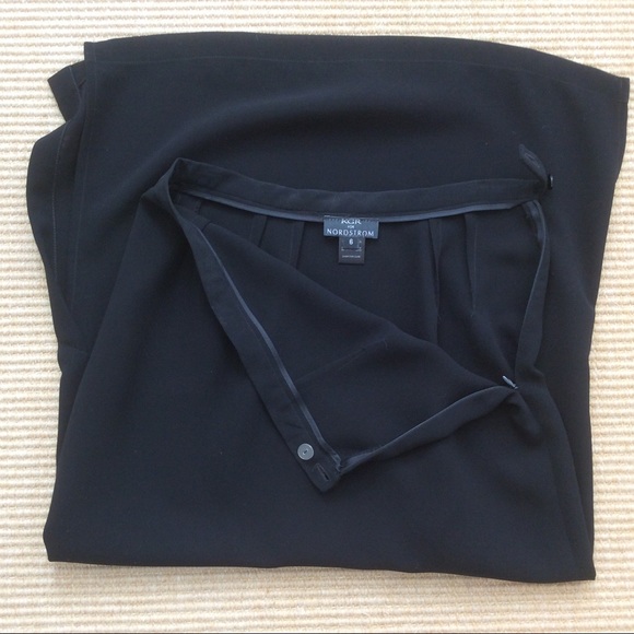 Nordstrom Black Full Length Skirt w/ Slits Size 6 - Picture 9 of 11